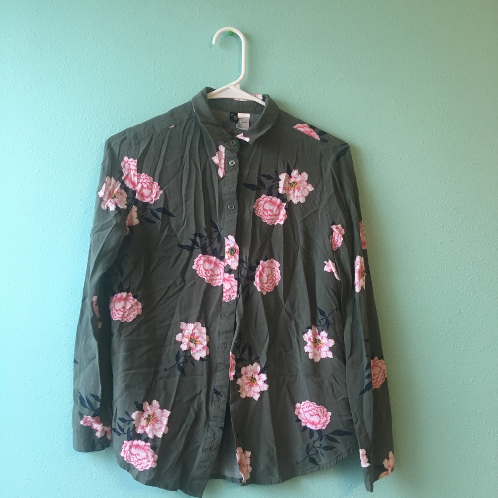HM Green Floral Button Down